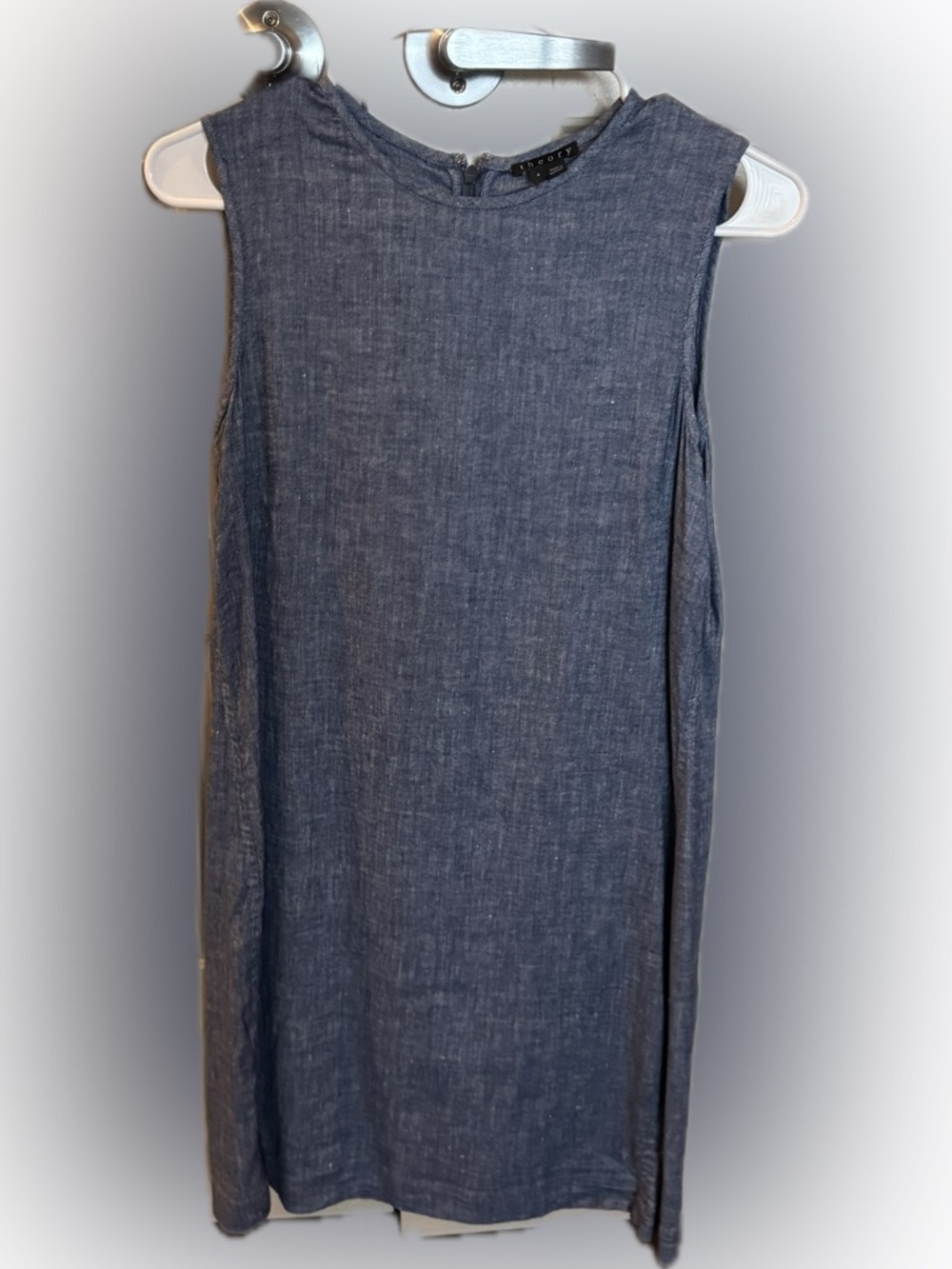 Theory Sleeveless Dark Denim-Blue Linen Blend Shift dress